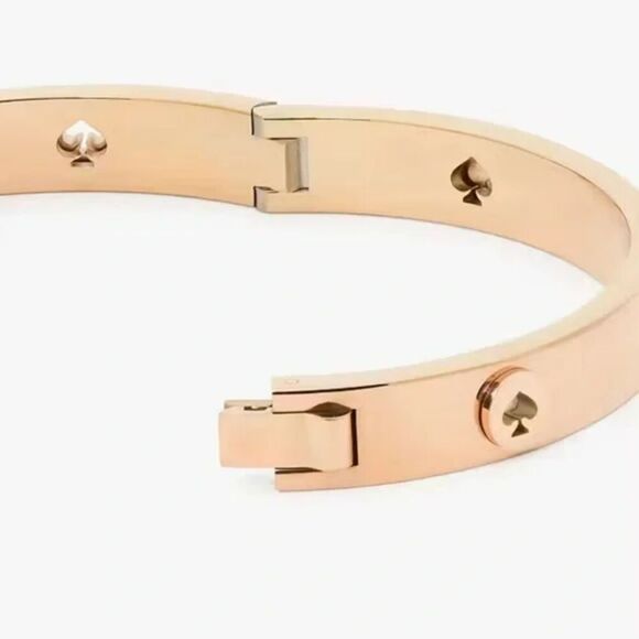 NWT - Kate Spade Spot The Spade Studded Hinged Bangle in Rose Gold - Picture 2 of 11